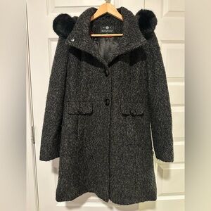 Novelti Wool Coat w/ Faux Fur Hood